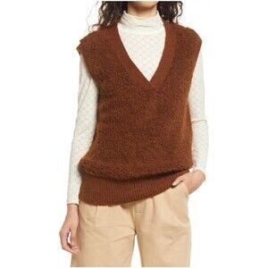 VERO MODA Loopi Brown Fuzzy Sweater Vest size medium